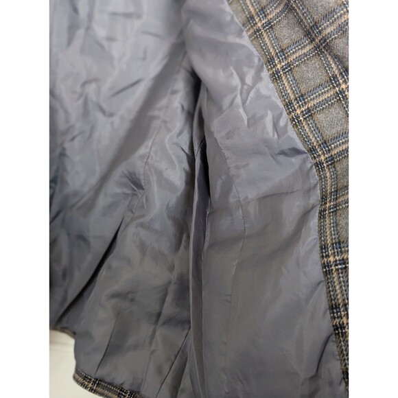 Sag Harbor Blazer Jacket Womens 16 Gray Blue Brown Plaid Wool Blend Lined Pocket - Picture 8 of 9